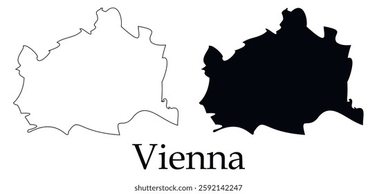 Vienna city map with black border outline vector
