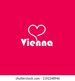 Vienna europe city with handwritten love heart.designed for card, brochure or logo design