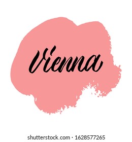 Vienna hand drawn logo. Brush calligraphy banner for social media. Vector isolated typography design element for cards, posters and print. 