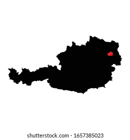 Viena destacada en el mapa de Austria Vector EPS 10