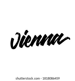 Vienna. Lettering inscription. Modern brush calligraphy. typography design. Hand written type. Simple vector sign. Vector illustration.