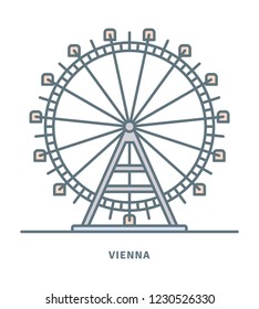 Vienna line icon. Prater ferris wheel vector illustration.