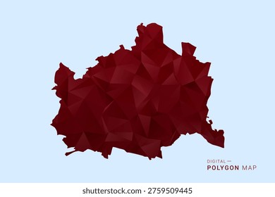 Vienna Map - Low poly polygon map in deep red gradient on light blue background, modern minimal geometric design, vector illustration with faceted triangulated style.