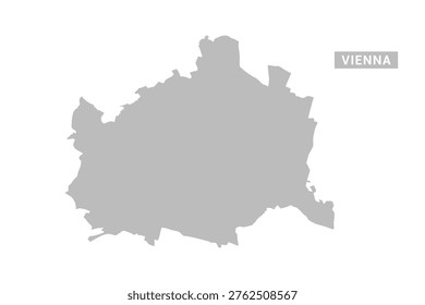 Vienna map - Minimal Flat Vector Illustration in Black and Gray, Isolated on White Background, Ideal for Infographics, Educational Use, Reports, and Presentations.