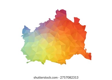 Vienna Map - Polygon Style Vector Illustration in Rainbow Gradient, Low Poly Multicolor Geometric Design, Isolated on White Background, Suitable for Reports, and Creative Projects.