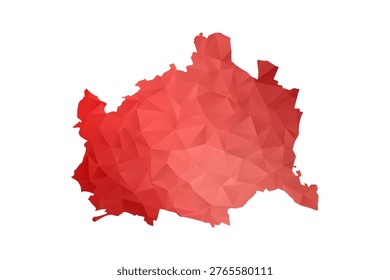 Vienna Map - Polygon Style Vector Illustration in Red Gradient, Low Poly Geometric Design, Isolated on White Background, Perfect for Infographics, Reports, and Educational Materials.