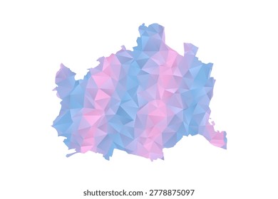 Vienna Map - Polygon Style Vector Illustration in Pastel Blue and Pink Gradient, Low Poly Geometric Design, Isolated on White Background for Infographics and Education.