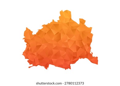 Vienna Map - Polygon Style Vector Illustration in Orange Gradient, Low Poly Geometric Design, Isolated on White Background for Infographics and Education.