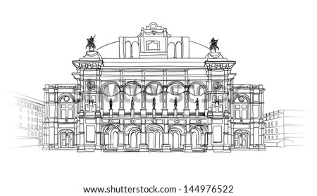 Vienna Opera House. City famous landmark. Travel Austria. Wien Theater Wiener Staatsoper Building isolated. 