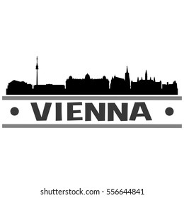 Vienna Silhouette Skyline. Cityscape Vector Famous Buildings Clip Art Design.