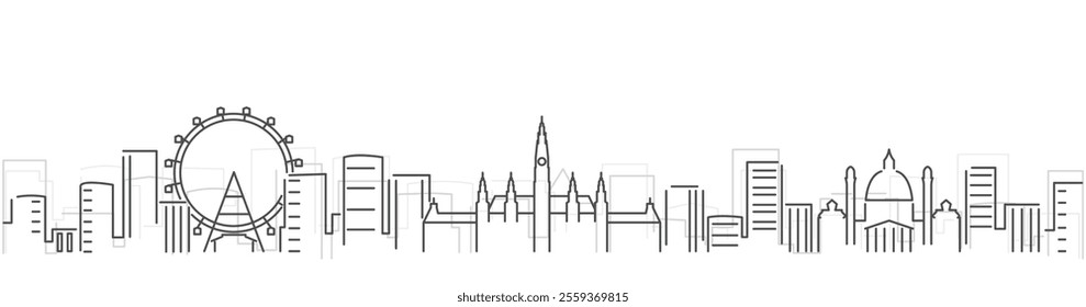 Vienna Simple Dark Lines Skyline on White Background