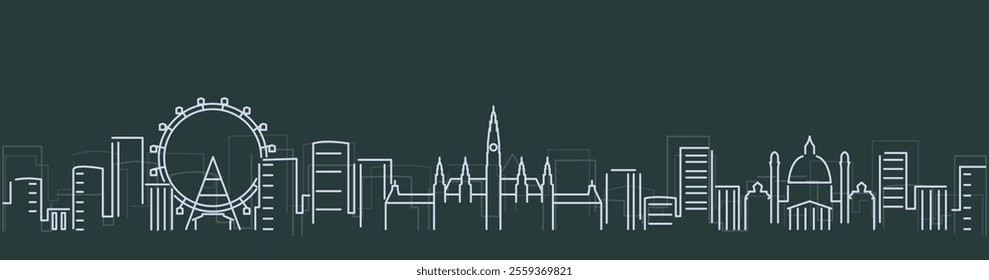 Vienna Simple Lines Skyline on Dark Background