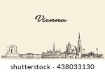 Vienna skyline, Austria, vintage vector engraved illustration, hand drawn, sketch