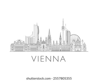 Vienna skyline cityscape vector illustration