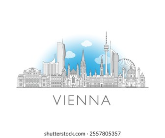 Vienna skyline cityscape vector illustration