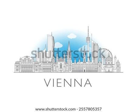 Vienna skyline cityscape vector illustration