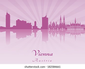 Vienna skyline in purple radiant orchid in editable vector file