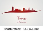 Vienna skyline in red and gray background in editable vector file