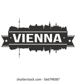 Vienna Skyline Stamp Silhouette City Vector Design Art.