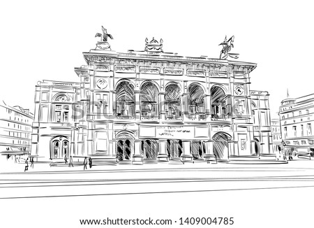 Vienna State Opera. Vienna, Austria. Hand drawn sketch vector illustration.