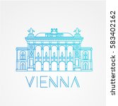 Vienna State Opera. The symbol of Vienna, Austria. Vector linear Icon for travel agency. Line art