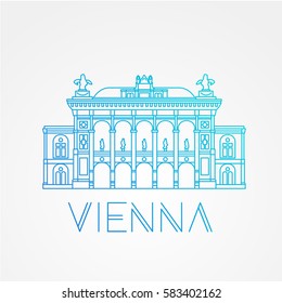 Vienna State Opera. The symbol of Vienna, Austria. Vector linear Icon for travel agency. Line art