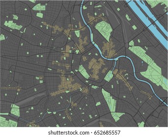 Vienna vector map with dark colors.