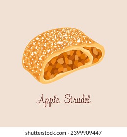 Viennese Apple Strudel vector illustration