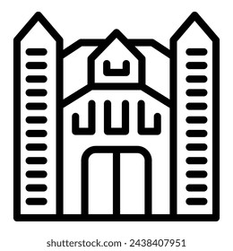 Viennese cathedral icon outline vector. Architectural marvel edifice. Cultural city center