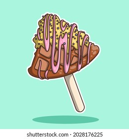 Viennese waffle. Colorful takeaway food sold on the street in different countries. Vector illustration, sticker, cartoon style.