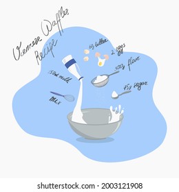 Viennese waffles recipe vector illustration isolated on white