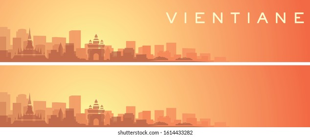 Vientiane Beautiful Skyline Scenery Banner