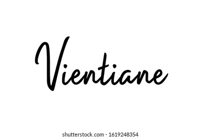 Vientiane capital word city typography hand written text modern calligraphy lettering. Can be used for a sticker, logo or branding 