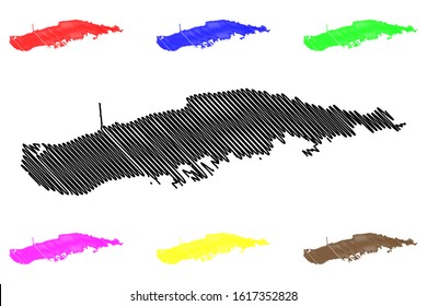 Vieques island municipality (Commonwealth of Puerto Rico, Porto Rico, PR, Unincorporated territories of the United States) map vector illustration, scribble sketch Isla de Vieques map