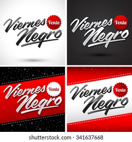 Viernes Negro Venta - Black Friday Sale Spanish text - master collection vector special offer lettering