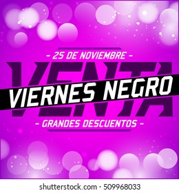 Viernes Negro Venta - Black Friday Sale spanish text - vector special offer lettering