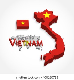 Vietnam 3D ( bandera y mapa )( Concepto de transporte y turismo )
