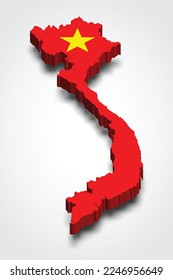 Mapa 3d de Vietnam con bandera