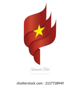 Vietnam abstract 3D wavy flag red yellow modern Vietnamese ribbon torch flame strip logo icon vector