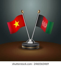 Vietnam and Afghanistan table flags relation with gradient backgrund. Vector Illustration