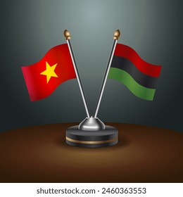 Vietnam and African American table flags relation with gradient backgrund. Vector Illustration