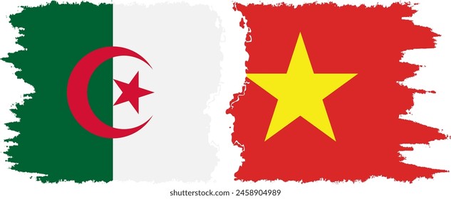 Vietnam and Algeria grunge flags connection, vector