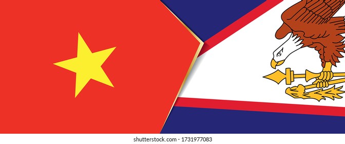 Vietnam and American Samoa flags, two vector flags symbol of relationship or confrontation.