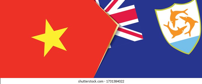 Vietnam und Anguilla Flaggen, zwei Vektorfahnen Symbol für Beziehung oder Konfrontation.