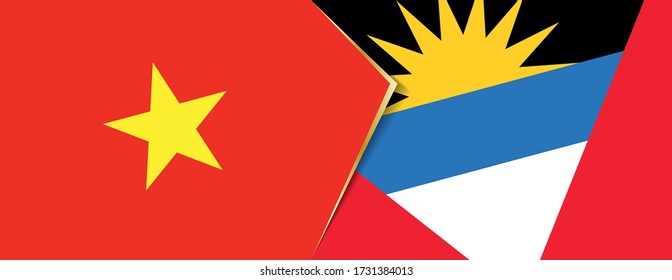 Vietnam and Antigua and Barbuda flags, two vector flags symbol of relationship or confrontation.