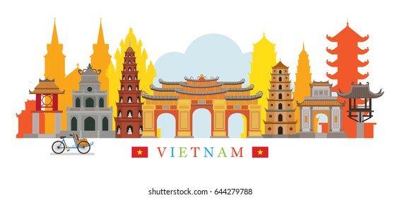 Vietnam Architecture Landmarks Skyline, Cityscape, Travel and Tourist Attraction