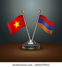 Vietnam and Armenia table flags relation with gradient backgrund. Vector Illustration