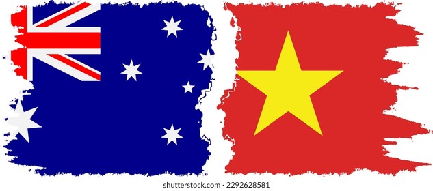 Vietnam and Australia grunge flags connection, vector