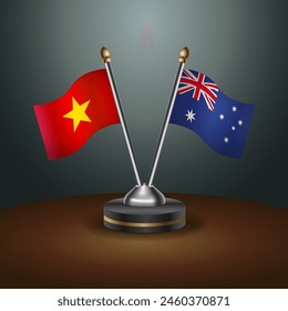 Vietnam and Australia table flags relation with gradient backgrund. Vector Illustration