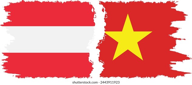 Vietnam and Austria grunge flags connection, vector